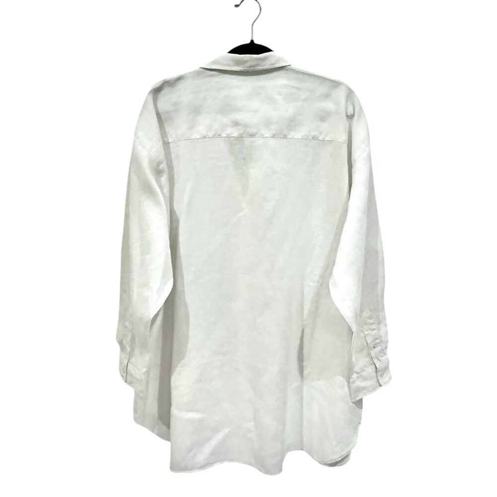 Frank & Eileen Mackenzie Linen Shirt White Oversized Size OS Button Up - Picture 5 of 11